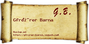Gfrörer Barna névjegykártya